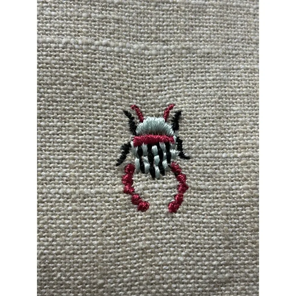 Bug Insect Butterfly Embroidered Pillow w/ Tassels, Beetles, Bees, ladybugs 22